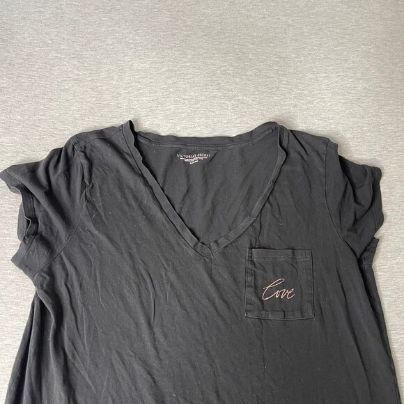 Victoria’s Secret V-Neck Love Script T-Shirt Slip Sleep Shirt PJ Dress - Picture 8 of 9
